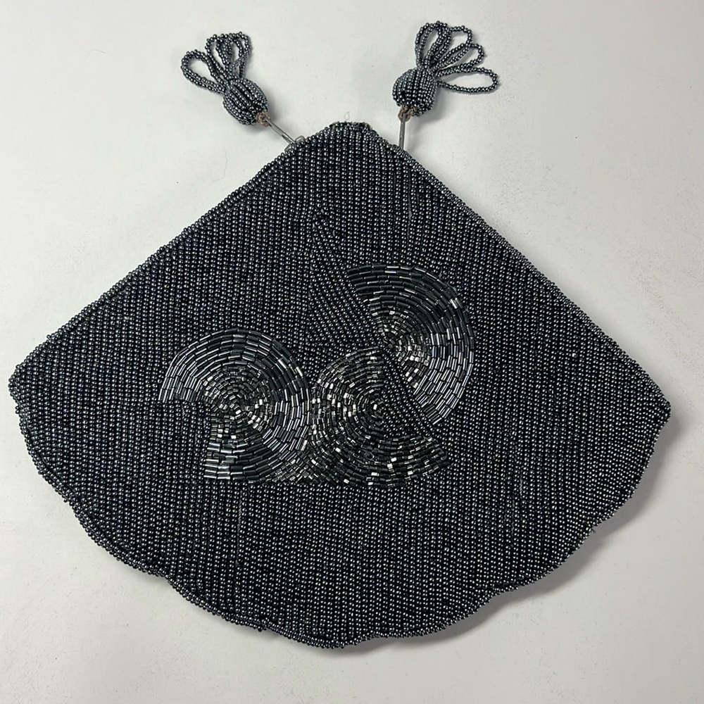 Vintage Beaded 2 sided Clutch Bag Purse 9x7 Zipper Pockets